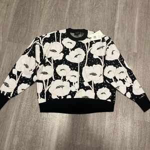 NWT Ted Baker Black and White Floral Sweater sz 1